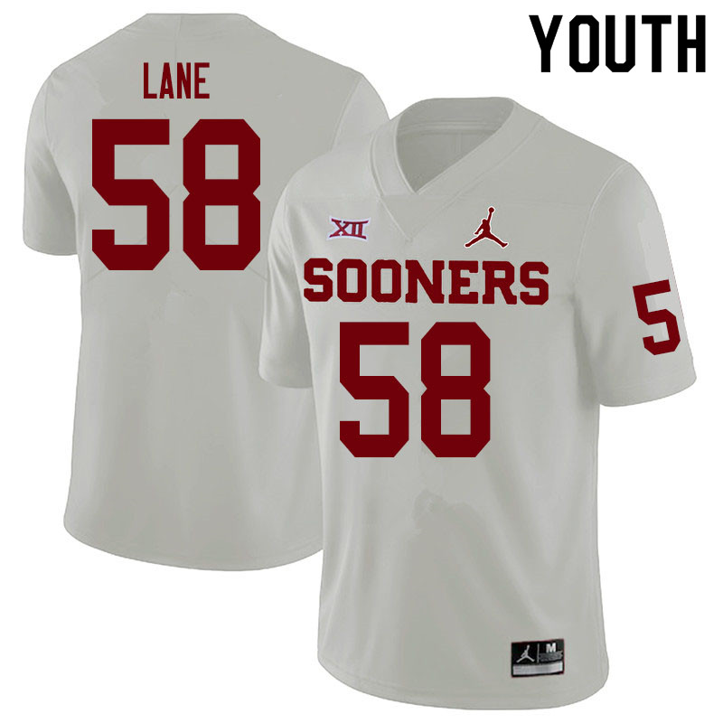 Youth #58 Ethan Lane Oklahoma Sooners College Football Jerseys Sale-White - Click Image to Close